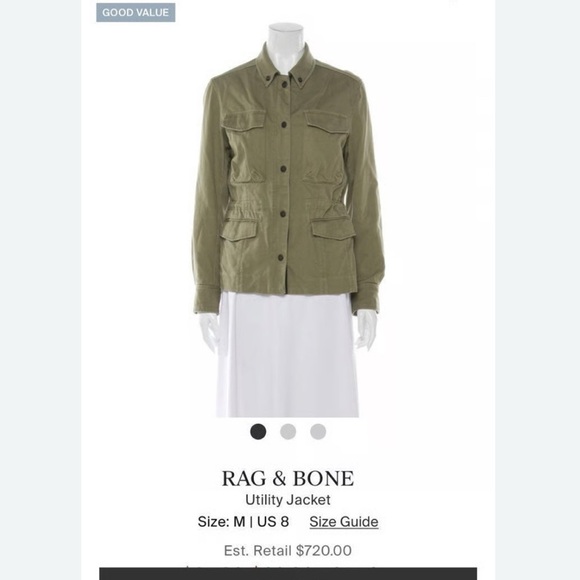 Rag & Bone Womens Army Olive Green Utility Snap Button Zip Military Jacket sz 4 - Picture 16 of 16